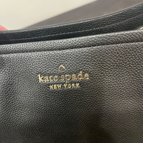 Kate Spade Black Leather Shoulder Bag with Gold Chain Straps - Picture 4 of 4